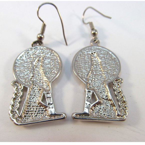Vintage Howling Wolf Pierced Earrings - Picture 5 of 10
